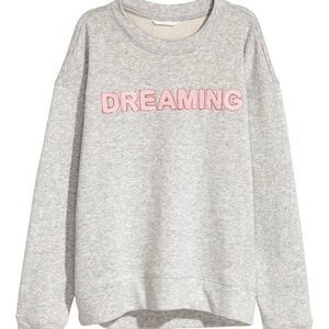 H&M “DREAMING” SWEATSHIRT SWEATER | GRAY RED PINK - SMALL